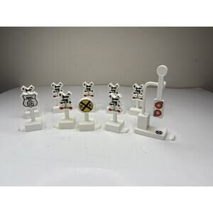 Fisher Price Geo Trax Train Set Accessory Signs Lot of 9 Rail Crossing Route 66